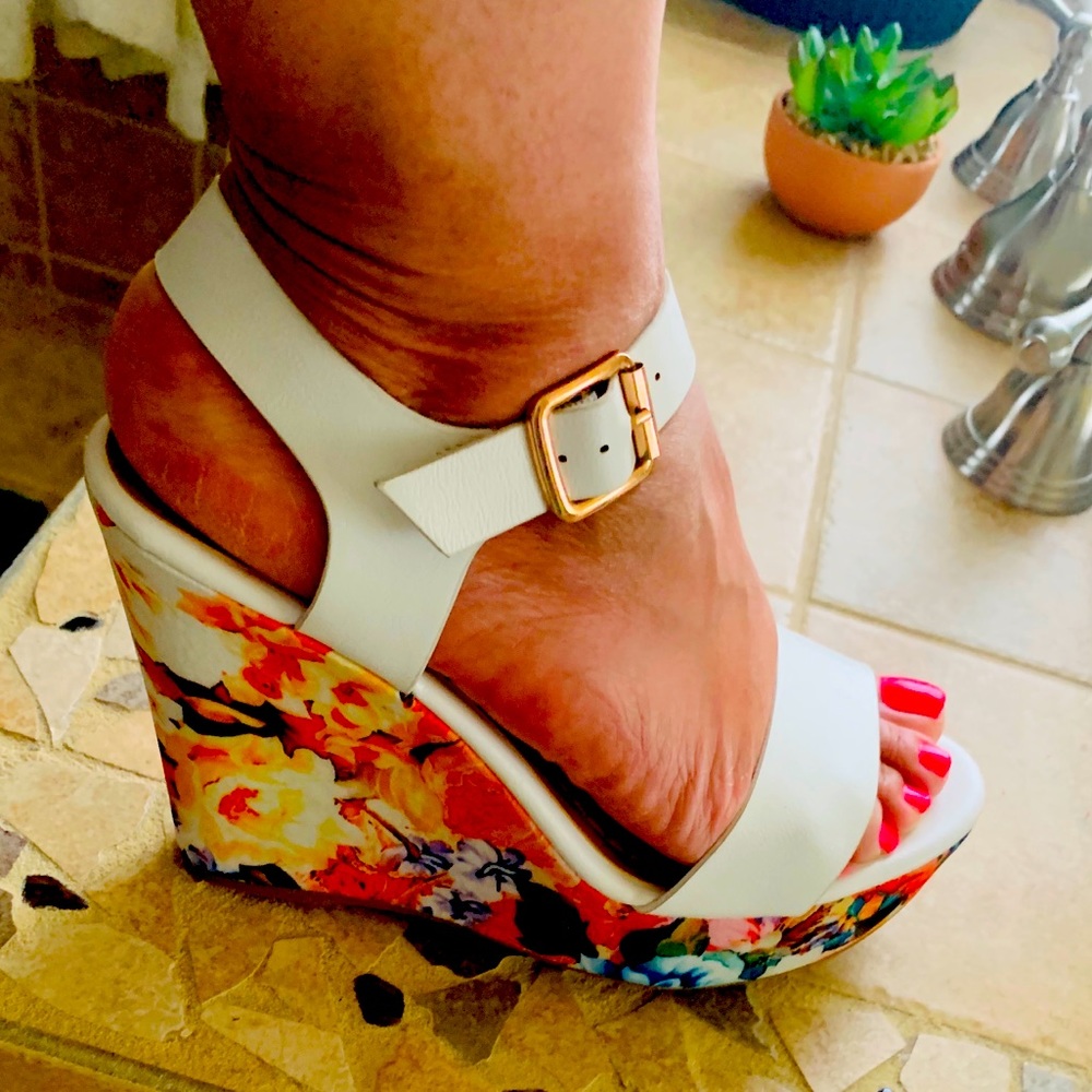 White Wedge Sandal